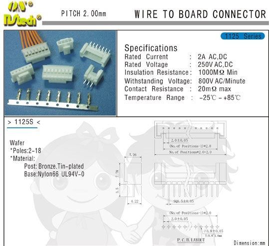 Grove-compatible thru-hole PCB connectors, 1125S-4P (10 pack)